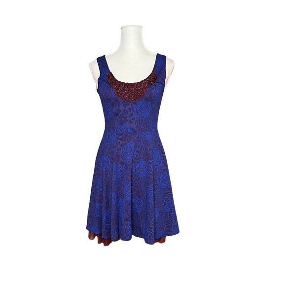 Free People Embellished Rock Princess Night Out Dress Sz small purple blue red - Picture 1 of 9